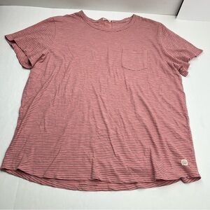 Marine Layer Pink Black Pinstripe Pocket Short Sleeve Shirt Mens XXL *TINY‎ FLAW